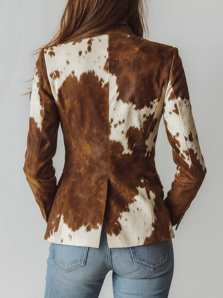 Alessia – Blazer vintage con stampa pezzata