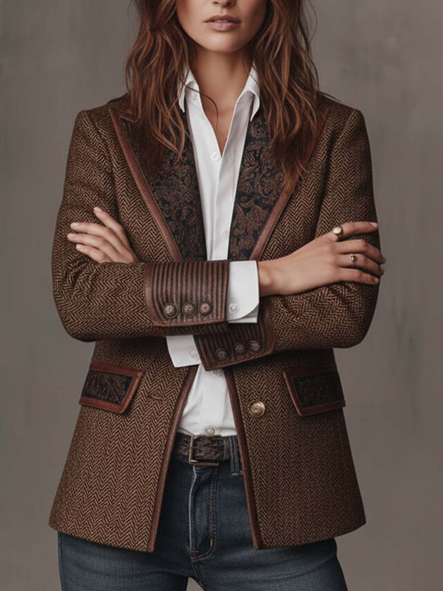 Olivia – Blazer a chevron con dettagli a contrasto