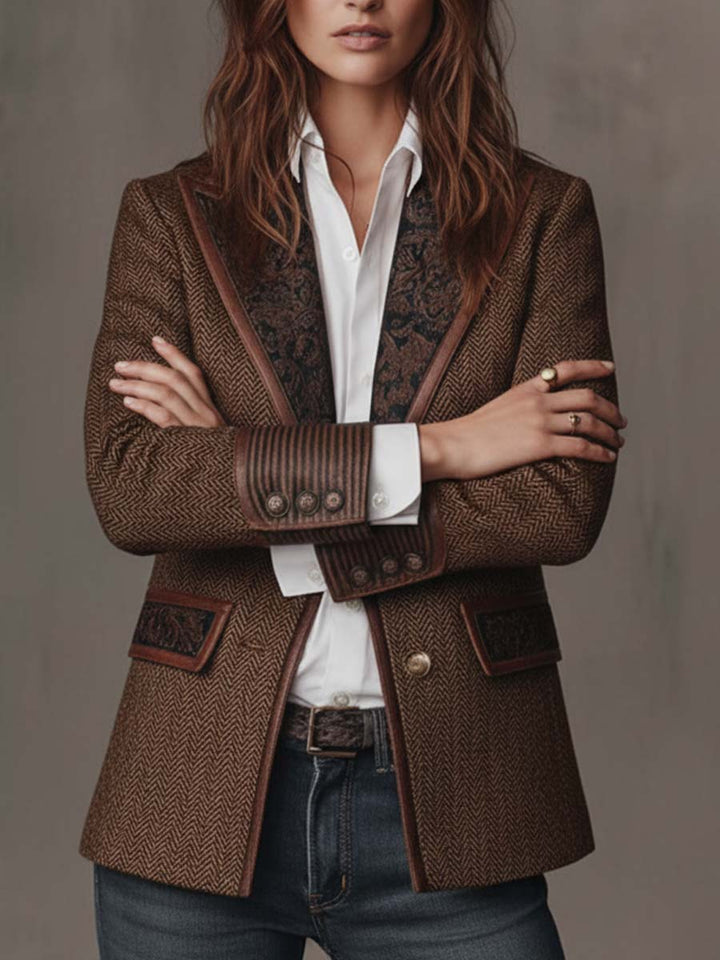 Olivia – Blazer a chevron con dettagli a contrasto
