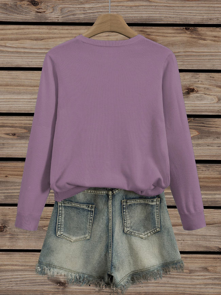 Maglione Donna con Stampa Floreale e Collo Rotondo