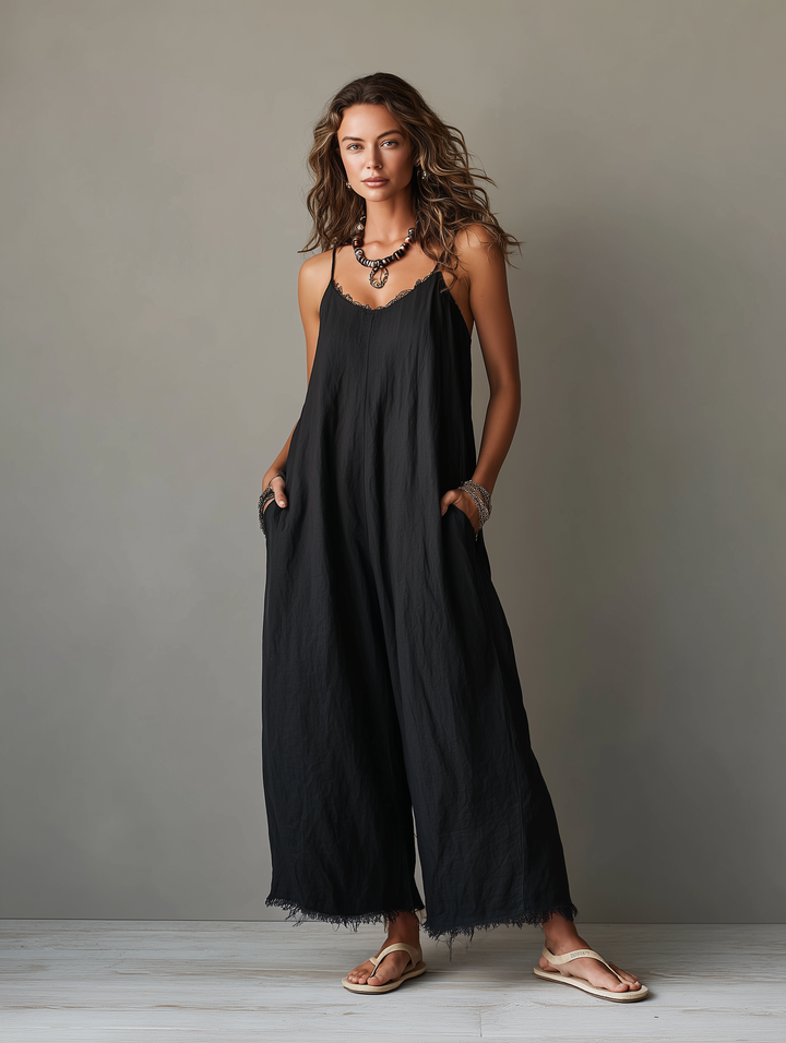Pascale | Salopette minimalista in lino da donna