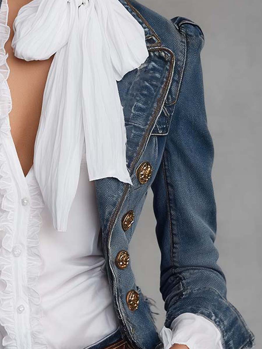 Ivana – Giacca corta in denim con bottoni dorati