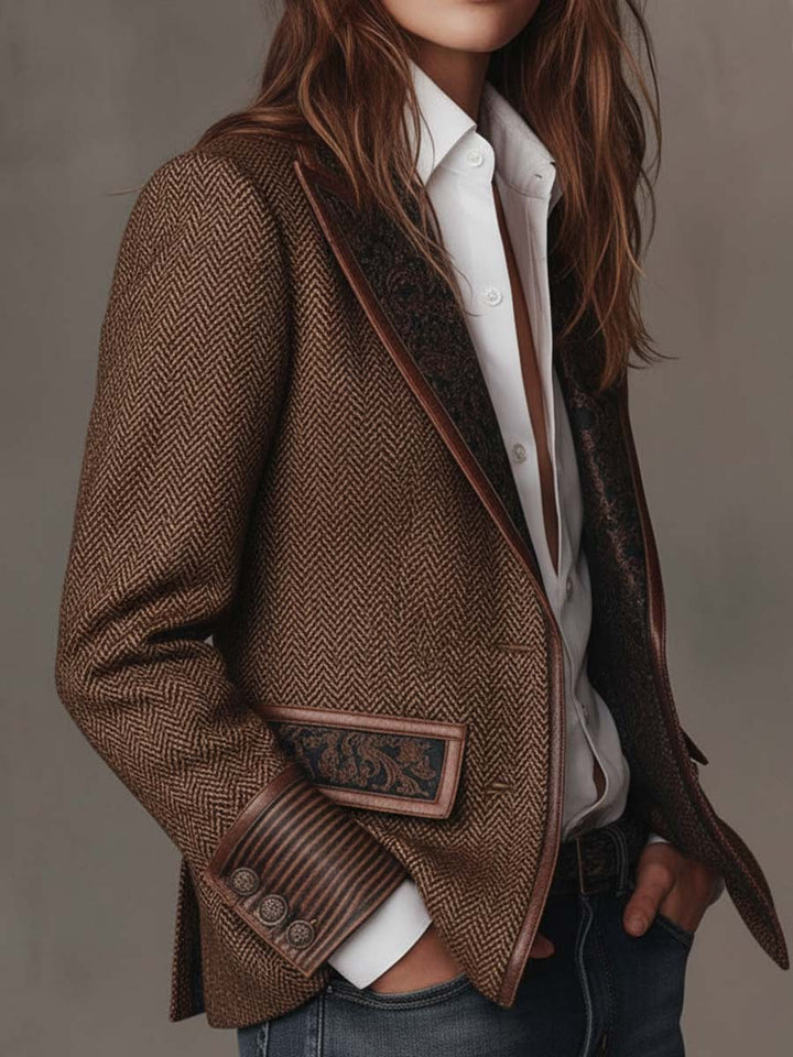 Olivia – Blazer a chevron con dettagli a contrasto