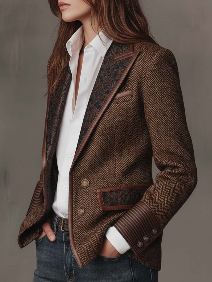 Olivia – Blazer a chevron con dettagli a contrasto