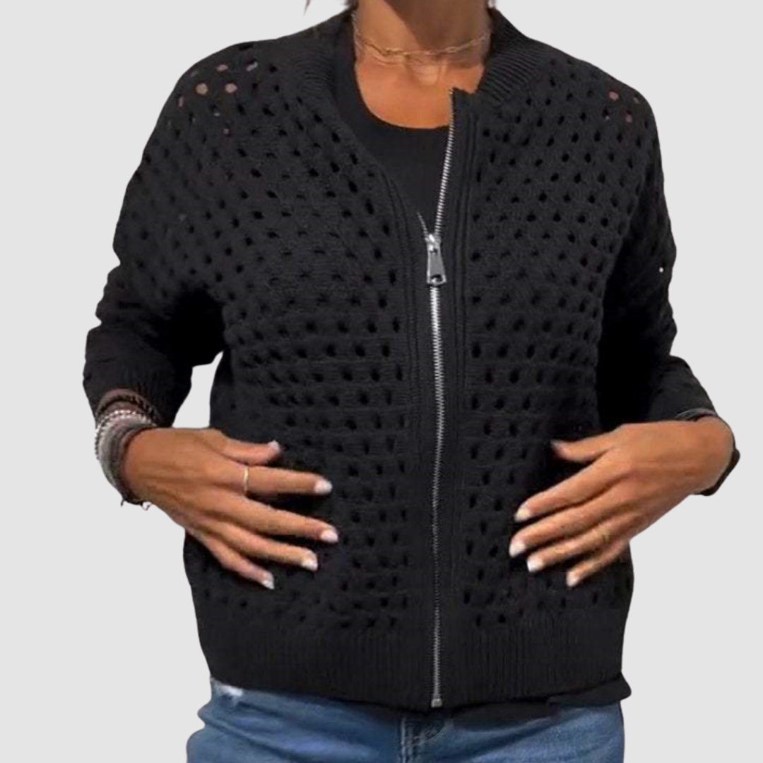 Charlotte | Giacca traforata in maglia con zip