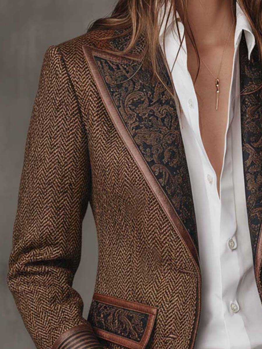 Olivia – Blazer a chevron con dettagli a contrasto