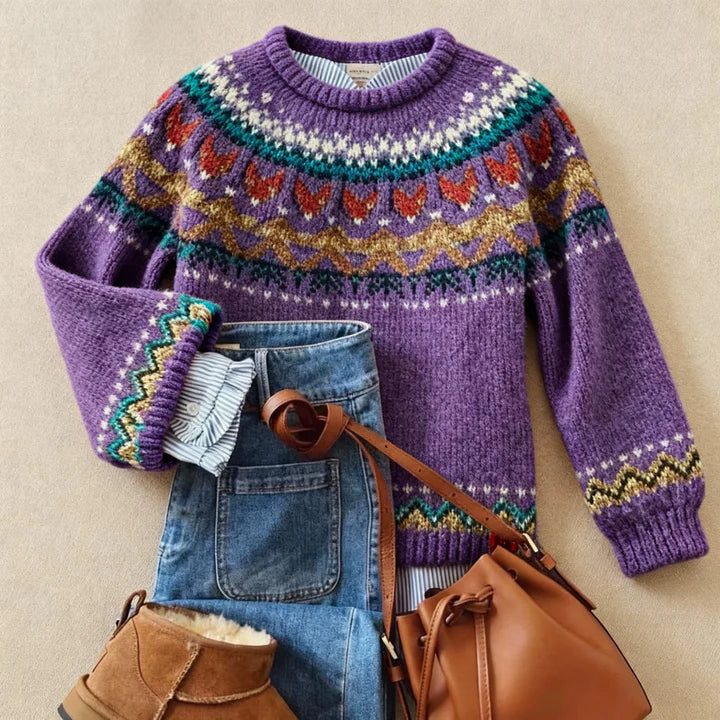 DELACROIX | Aveline Warm Purple Jacquard Sweater