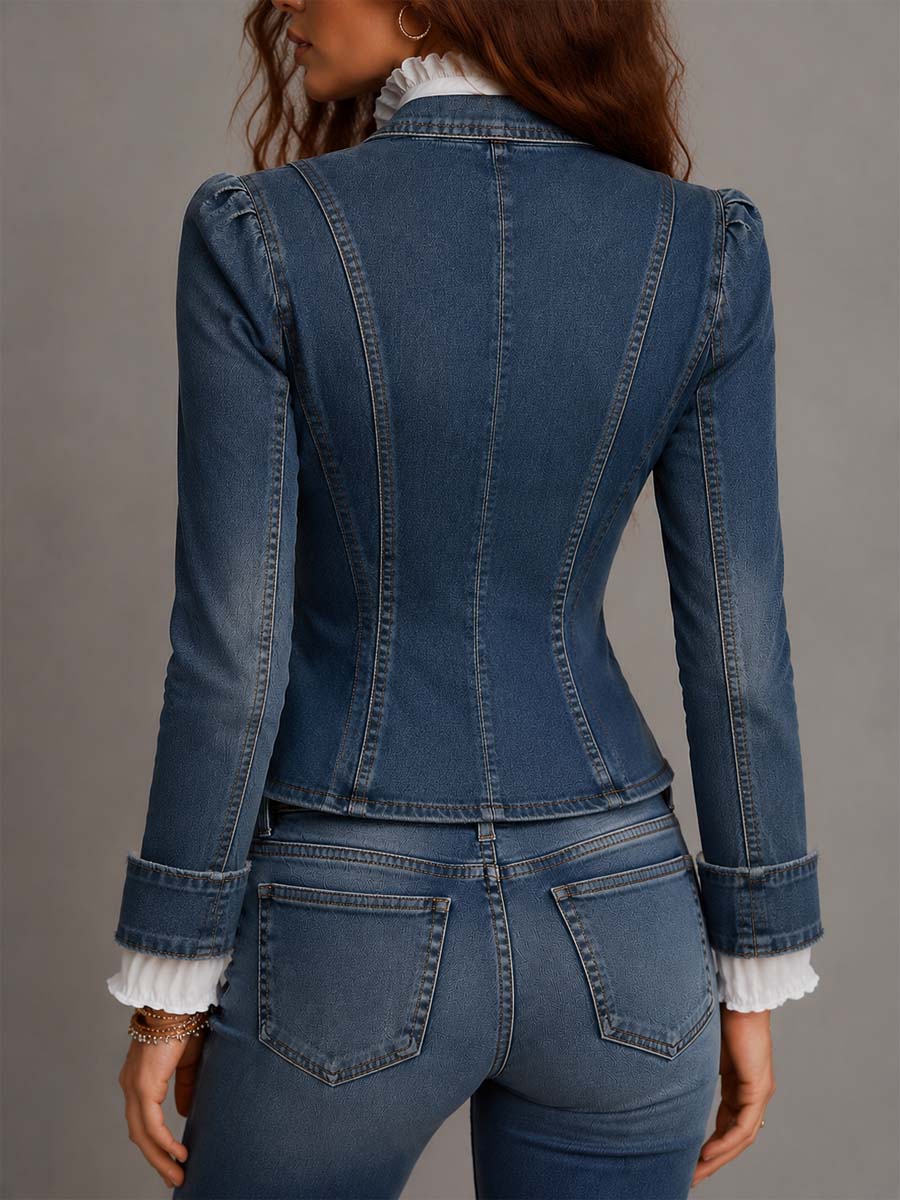 Ivana – Giacca corta in denim con bottoni dorati