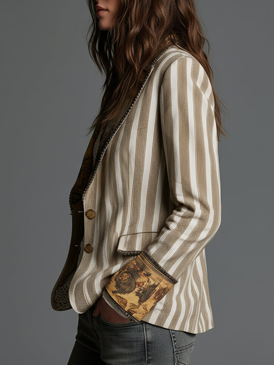 Rosanna – Blazer a righe con dettagli a contrasto