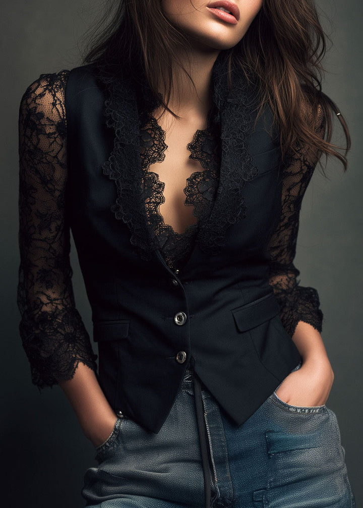 Maria – Gilet blazer con maniche in pizzo