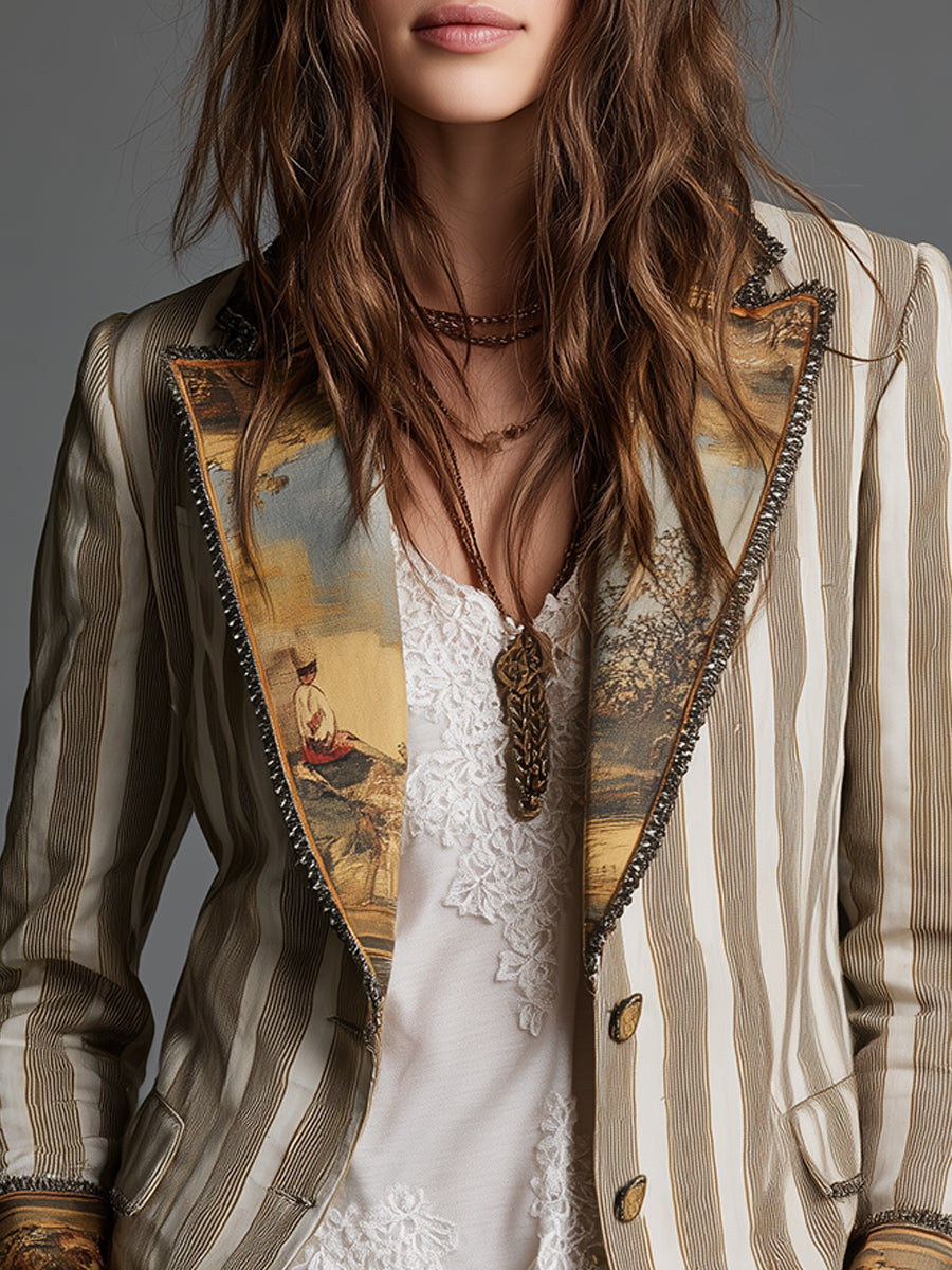 Rosanna – Blazer a righe con dettagli a contrasto
