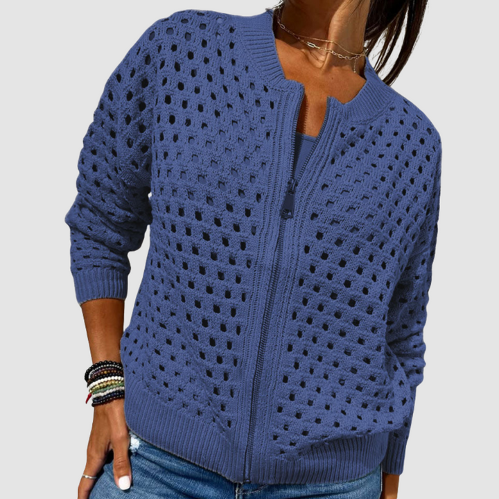 Charlotte | Giacca traforata in maglia con zip