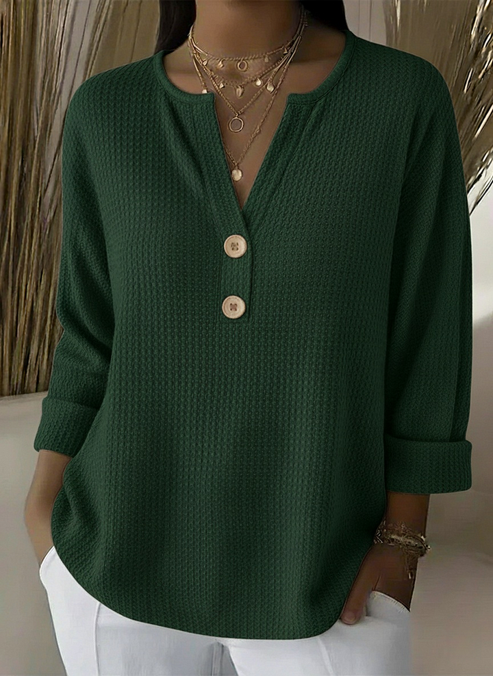Lucía | T-shirt Henley a Texture Goffrata con Bottoni