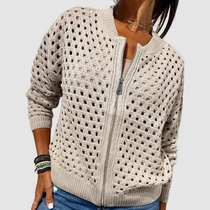 Charlotte | Giacca traforata in maglia con zip