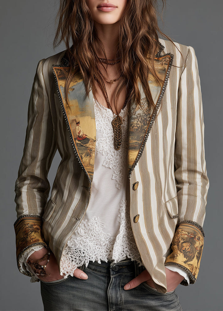 Rosanna – Blazer a righe con dettagli a contrasto