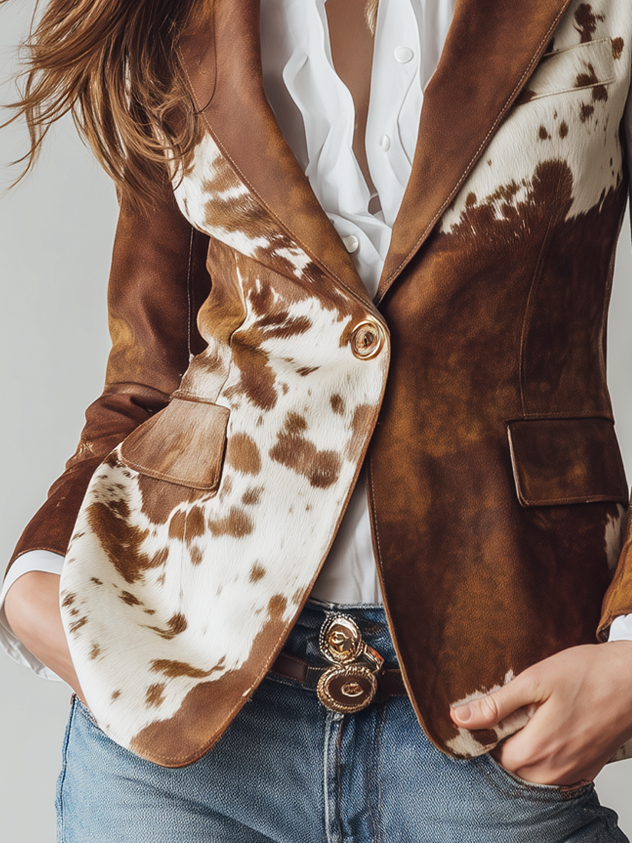 Alessia – Blazer vintage con stampa pezzata