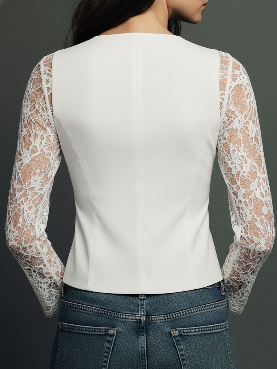 Maria – Gilet blazer con maniche in pizzo