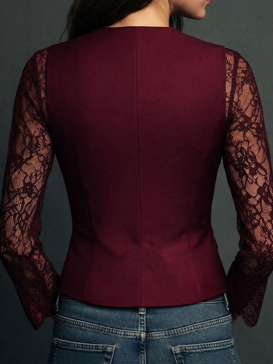 Maria – Gilet blazer con maniche in pizzo