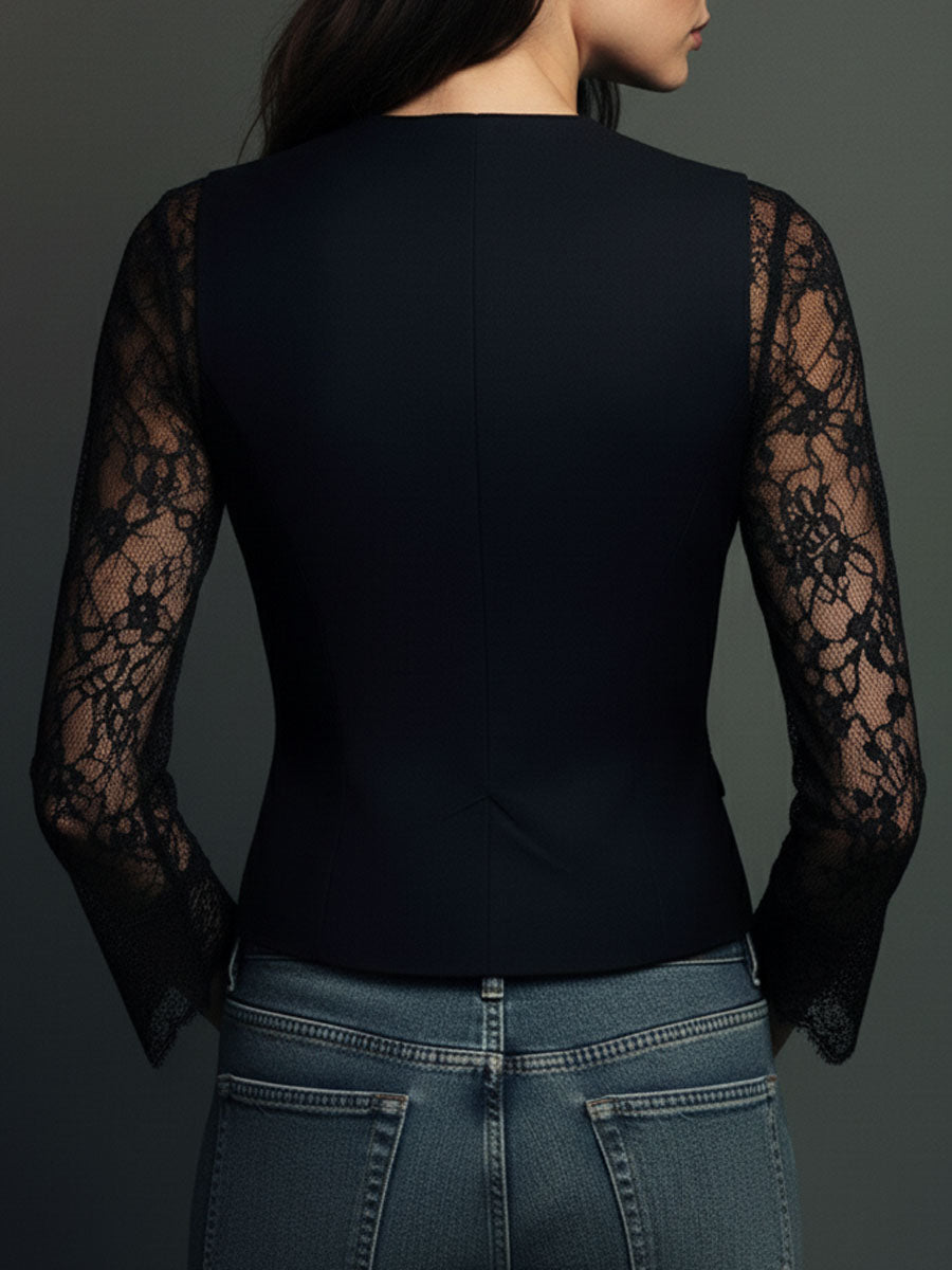 Maria – Gilet blazer con maniche in pizzo