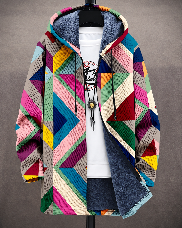 Riva™ | Gilet Colorato con Cappuccio e Stampa Geometrica