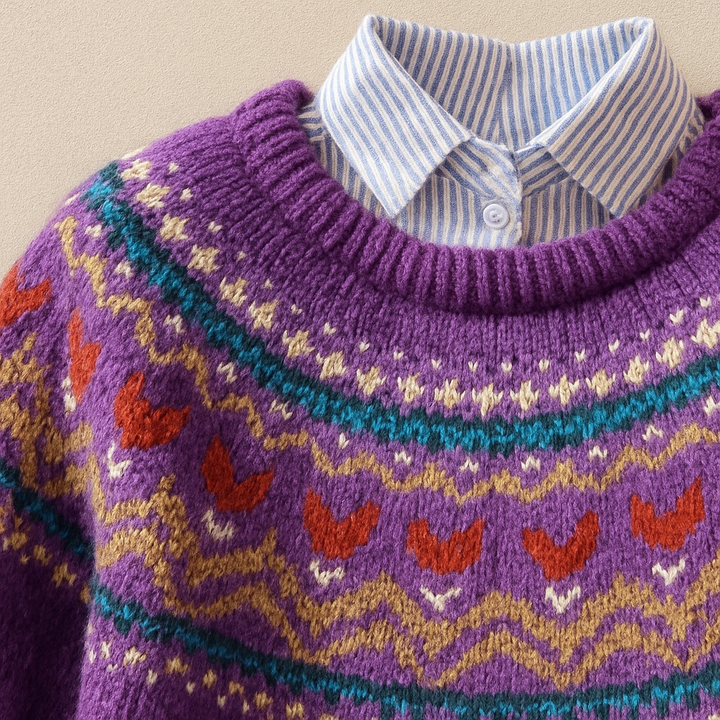 DELACROIX | Aveline Warm Purple Jacquard Sweater