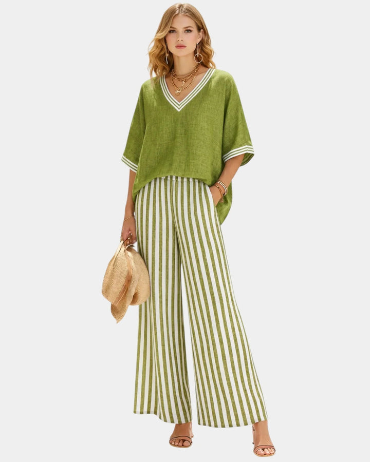 Tristane | Completo pantaloni e blusa a righe