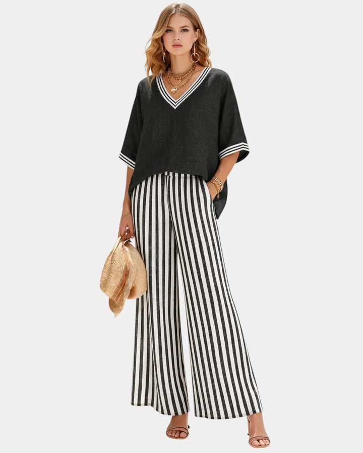 Tristane | Completo pantaloni e blusa a righe