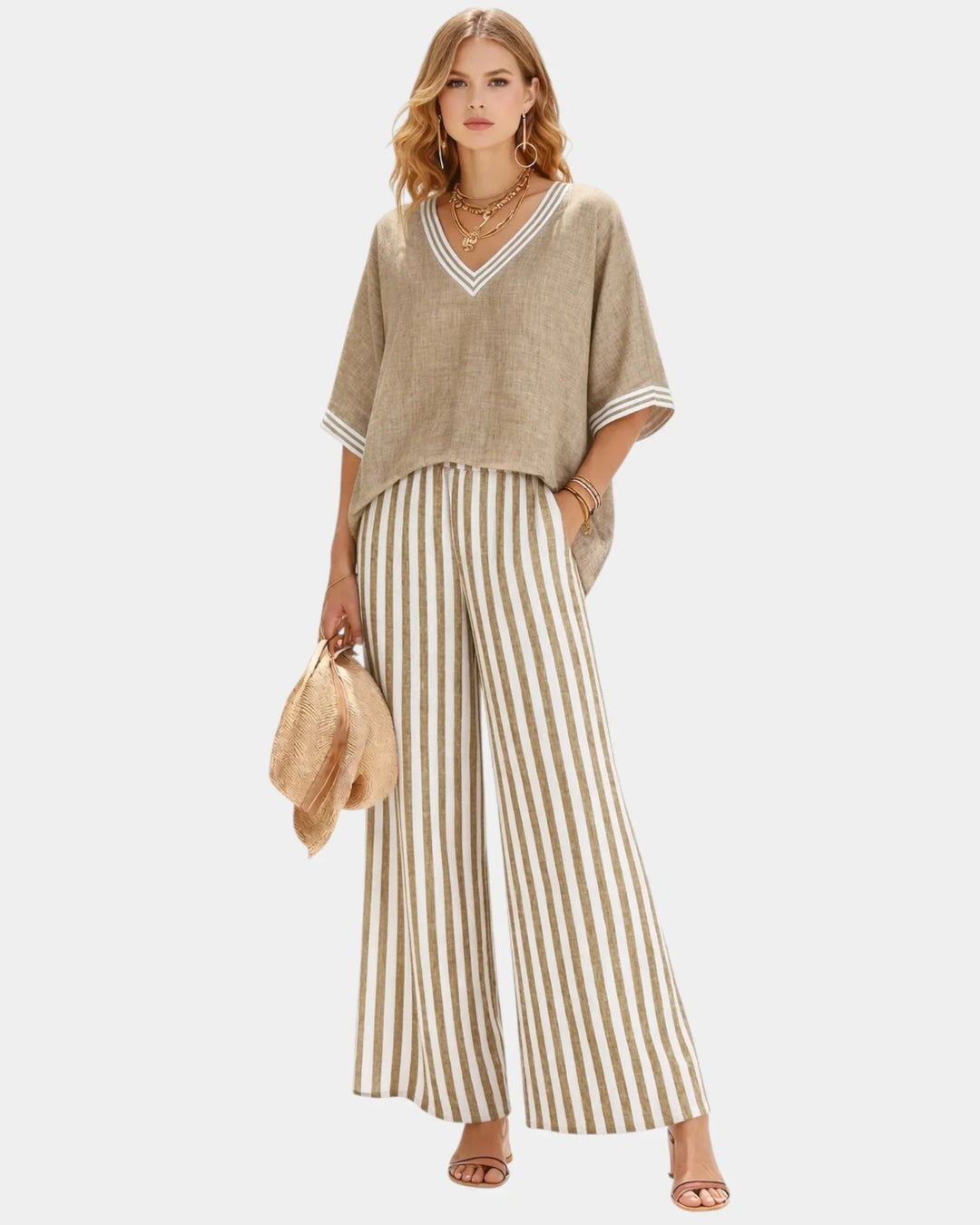 Tristane | Completo pantaloni e blusa a righe