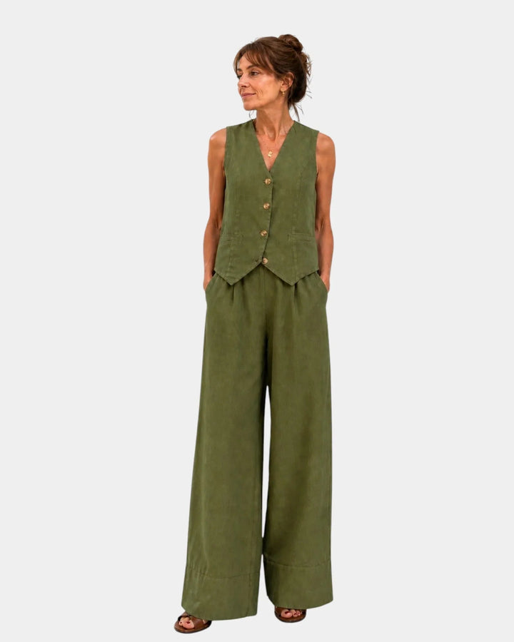 Assia | Completo gilet senza maniche e pantaloni