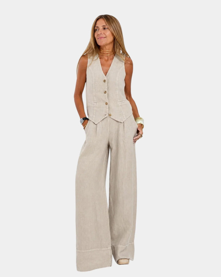 Assia | Completo gilet senza maniche e pantaloni