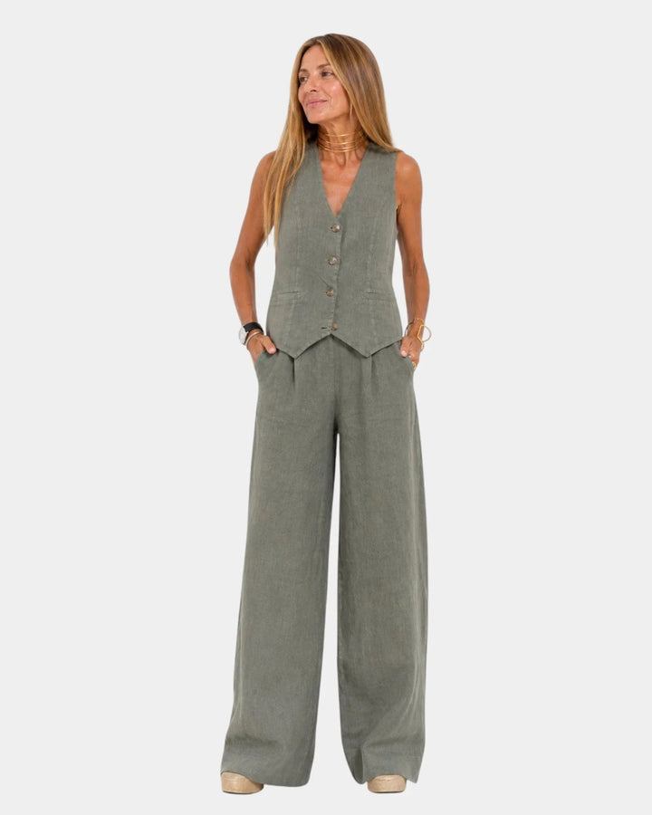 Assia | Completo gilet senza maniche e pantaloni
