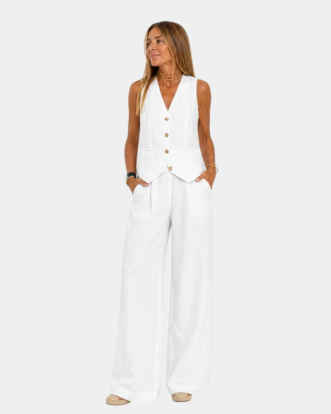 Assia | Completo gilet senza maniche e pantaloni
