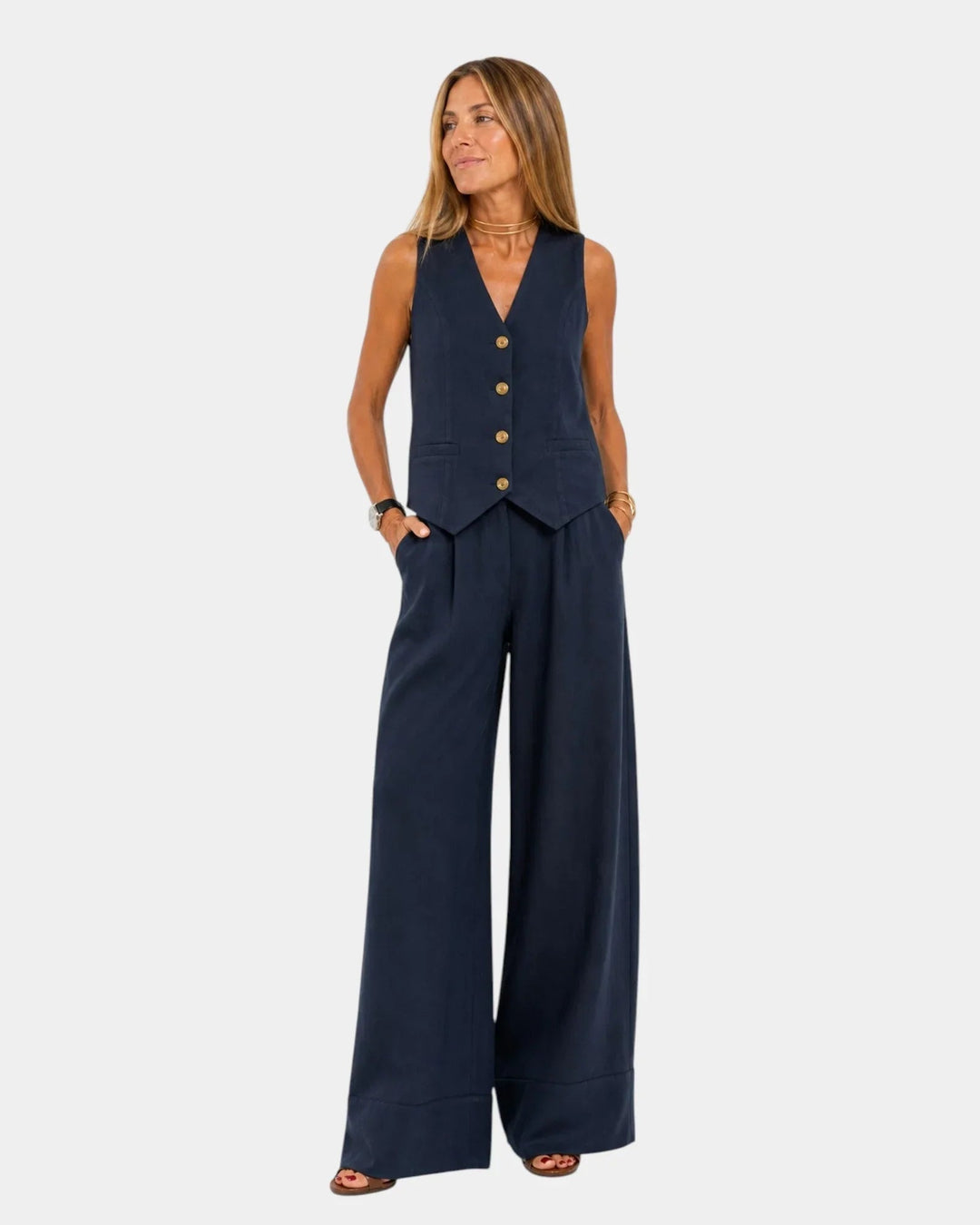 Assia | Completo gilet senza maniche e pantaloni