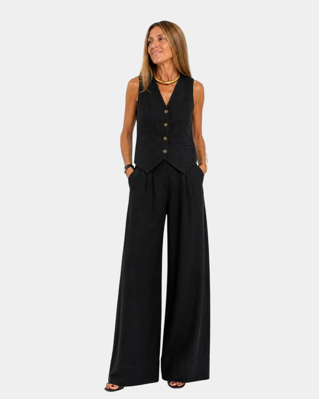 Assia | Completo gilet senza maniche e pantaloni