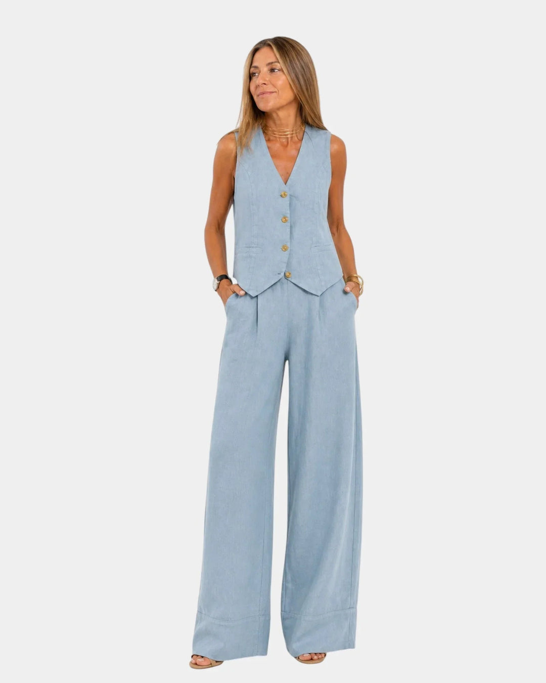 Assia | Completo gilet senza maniche e pantaloni