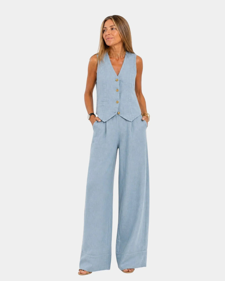Assia | Completo gilet senza maniche e pantaloni