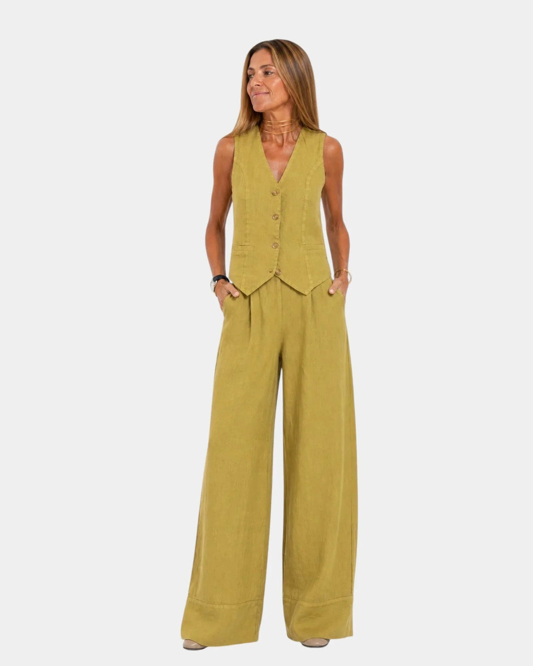 Assia | Completo gilet senza maniche e pantaloni
