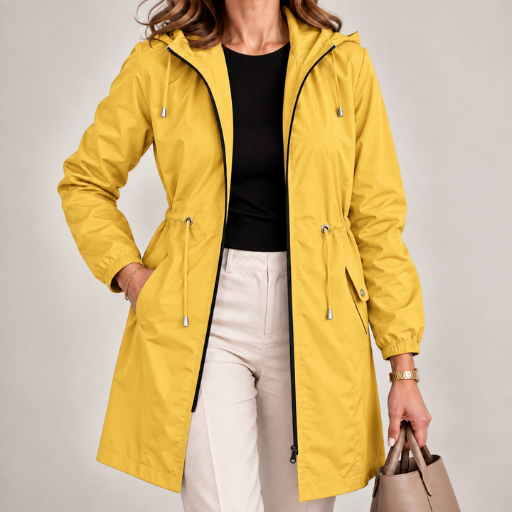 Giacca leggera impermeabile da donna con cappuccio regolabile