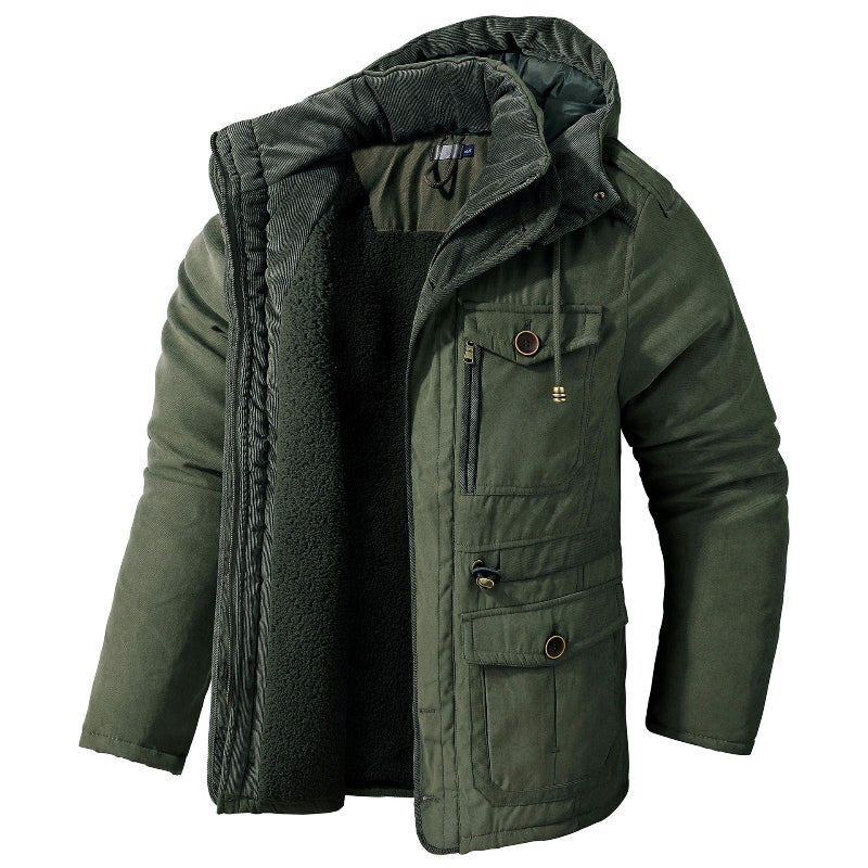 Giacca Parka Uomo Calda con Cappuccio Staccabile