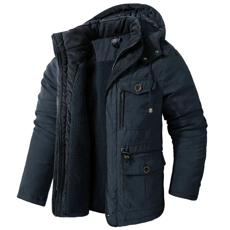 Giacca Parka Uomo Calda con Cappuccio Staccabile