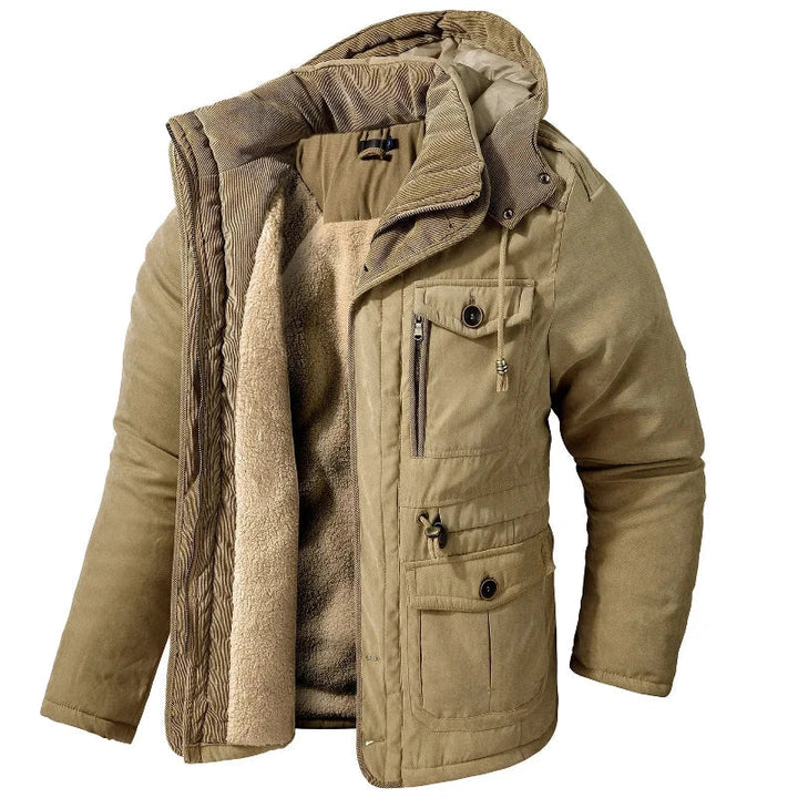 Giacca Parka Uomo Calda con Cappuccio Staccabile
