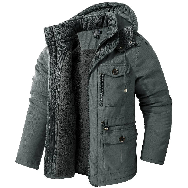 Giacca Parka Uomo Calda con Cappuccio Staccabile