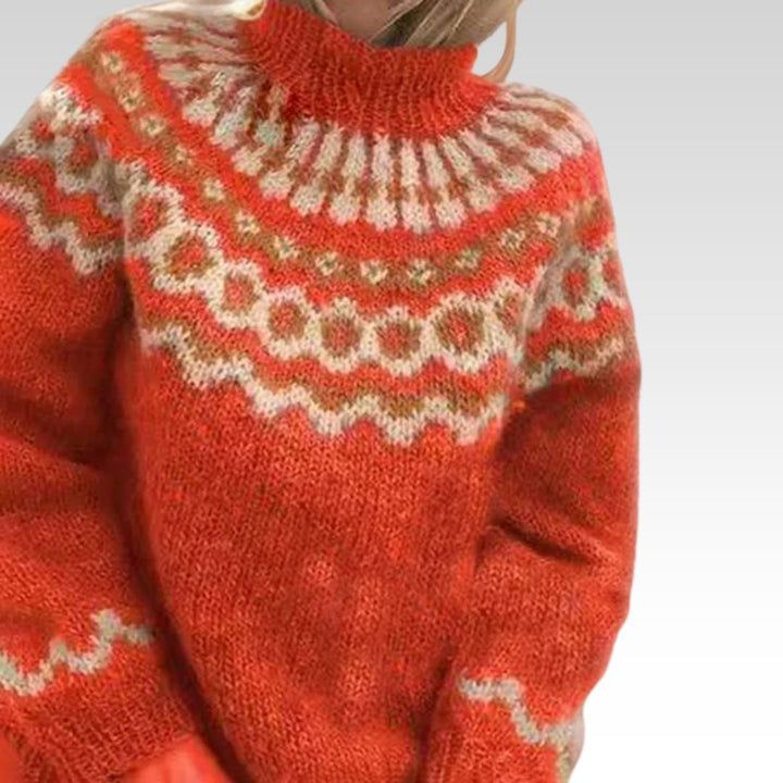 DELACROIX | Christine High Neck Jacquard Sweater