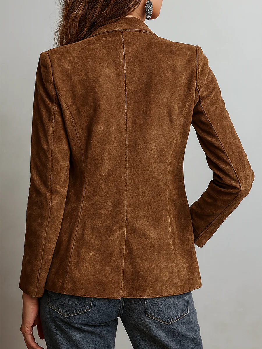 Paola – Blazer marrone effetto camoscio