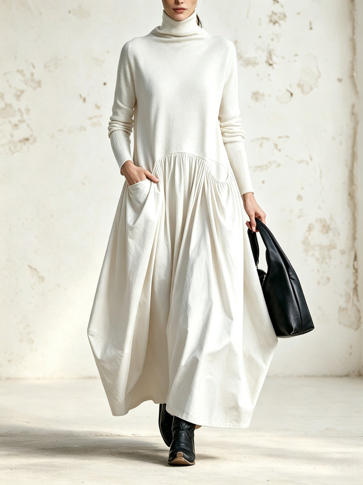 Odette | Abito Maxi Oversize con Collo Alto