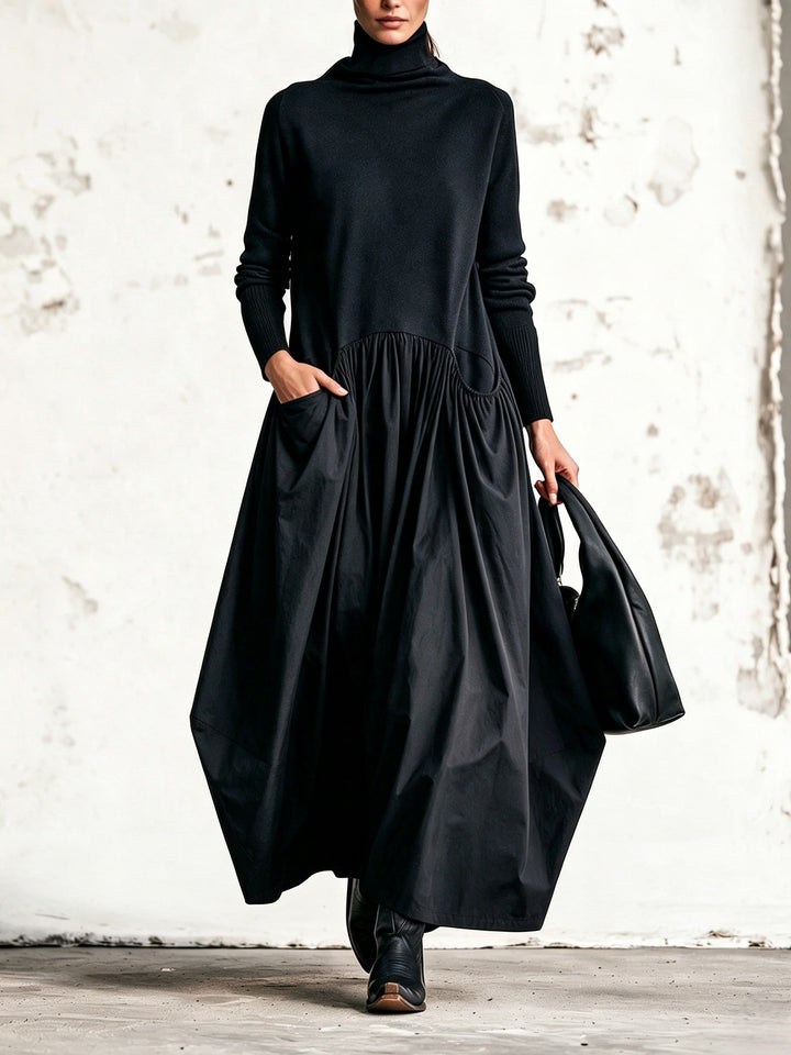 Odette | Abito Maxi Oversize con Collo Alto