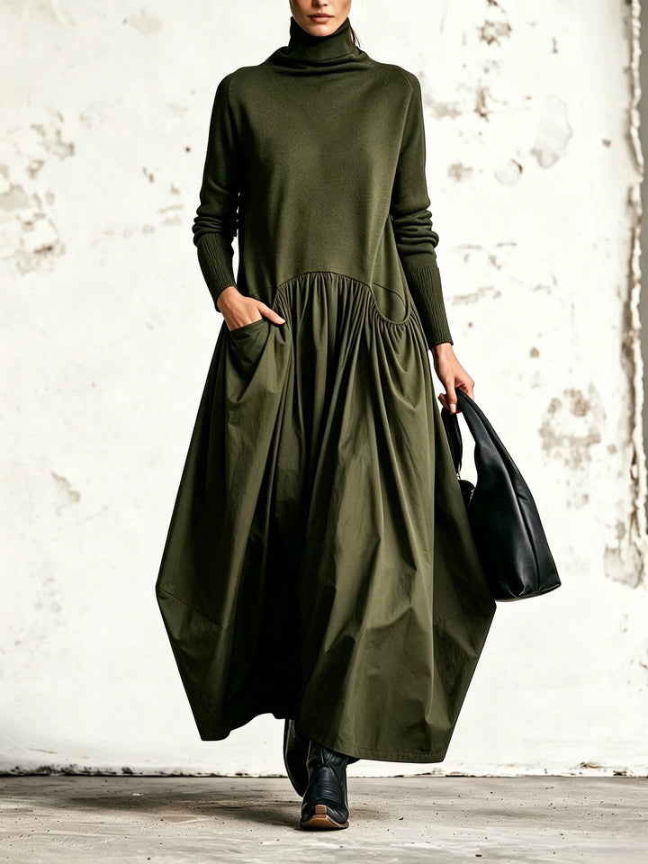Odette | Abito Maxi Oversize con Collo Alto