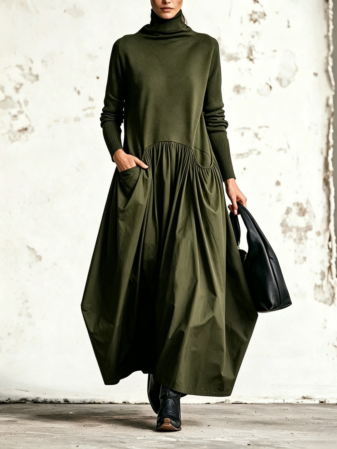 Odette | Robe Maxi Oversize à Col Montant