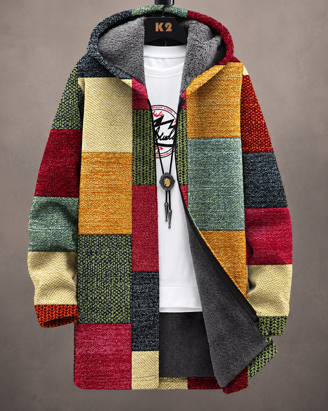 Riva™ | Gilet Colorato con Cappuccio e Stampa Geometrica