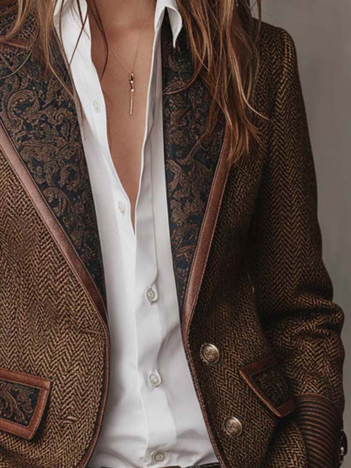 Olivia – Blazer a chevron con dettagli a contrasto